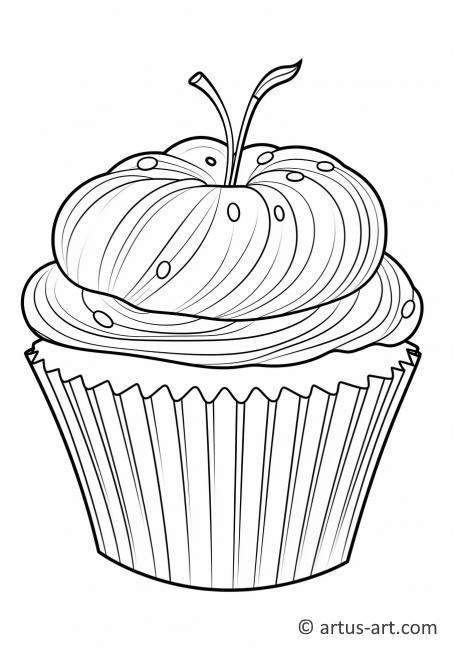 Page de coloriage de muffin aux pommes